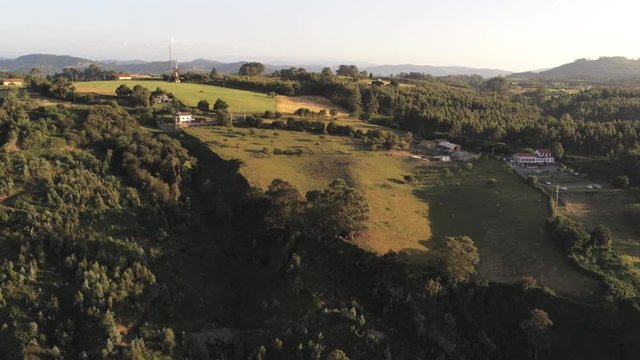 Landscape in Tazones, beautiful coastal village in Asturias,Spain. Aerial Drone Footage
