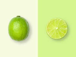 Layout of lime. Creative food concept. Flat lay