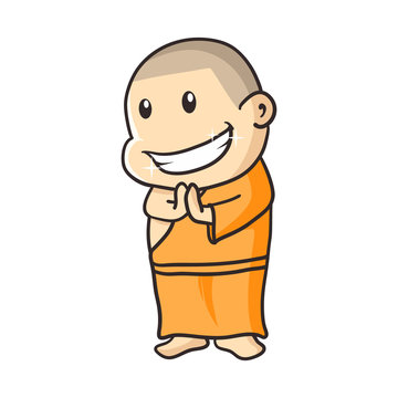 smile buddha monk cartoon illustration