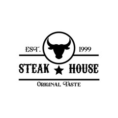 Retro vintage Simple logo design for Steak House.