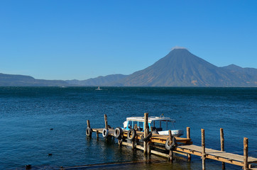 A beautiful view of a lake and a volcano in Guatemala