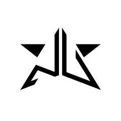 Initial Star Monogram Logo NU