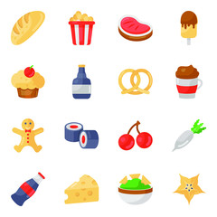 
Food and Cuisines Icons in Modern Flat Style Pack 
