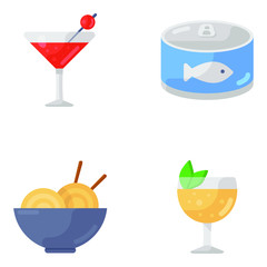 
Vegetables and Cuisines Icons in Modern Flat Style Pack 
