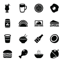 
Food Icons in Modern solid Style Set
