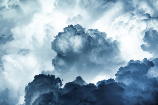 Spectacular abstract background of thunderstorm sky with dark ominous clouds