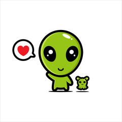 vector design of cute kawaii alien characters