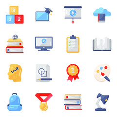 
Set of Learning and Tools Icons in Modern Flat Style 
