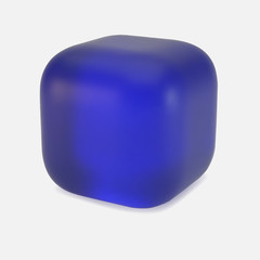 3D vector model of a blue Cube. isolated on white. The cube has a shadow.