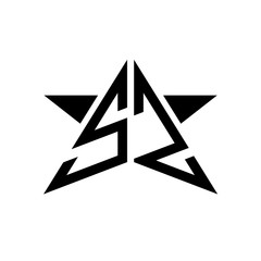 Initial Star Monogram Logo SZ