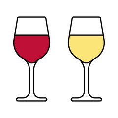 Glass of wine. Red and white wine vector icon