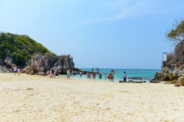 People relaxing, Shooting photo, having fun on the beach.