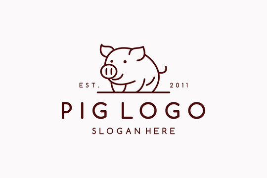 Creative abstract pig logo design vector