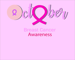 Breast Cancer Awareness Design. Stroke Pink Ribbon with character paper cut style. October is Cancer Awareness Month.