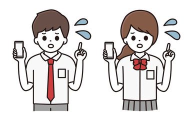 男子学生 女子学生 スマホ ポイント イラスト