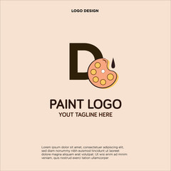 D initial logo design with palette and paint brush