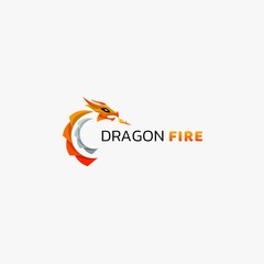 Vector Logo Illustration Dragon Fire Gradient Colorful Style.