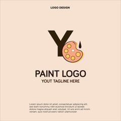 Y initial logo design with palette and paint brush