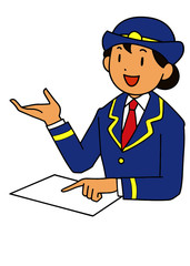 案内する女性駅員