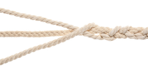 Braided rope on white background