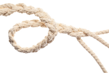 Braided rope on white background