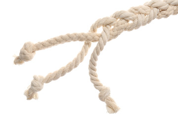 Braided rope on white background