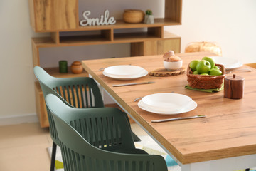 Table set in modern dining room