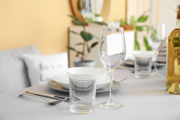 Table set in modern dining room