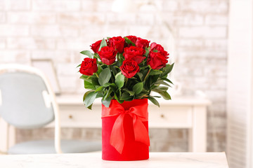 Bouquet of beautiful flowers on table