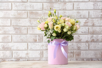 Bouquet of beautiful flowers on table