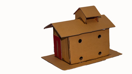 House model made of paper and isolated from white background