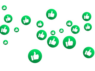Thumbs up green isolated vector like social media signs scatter.