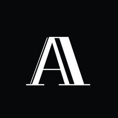 minimal simple initial based A letter logo design with black background