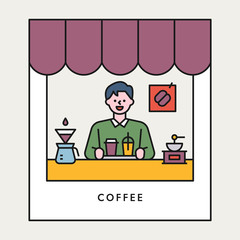 Coffee shop and owner.