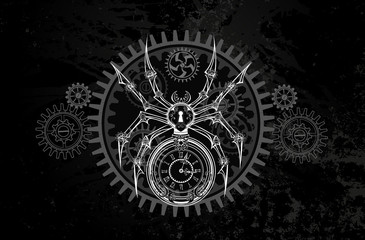White mechanical spider