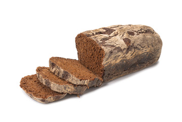 Brown bread isolated on white background.