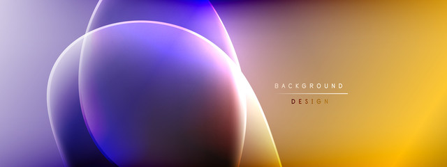 Vector abstract background - liquid bubble shapes on fluid gradient with shadows and light effects. Shiny design template for text