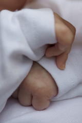 Close up of newborn baby's hands