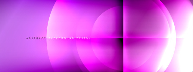 Vector abstract background - circle and cross on fluid gradient with shadows and light effects. Techno or business shiny design templates for text