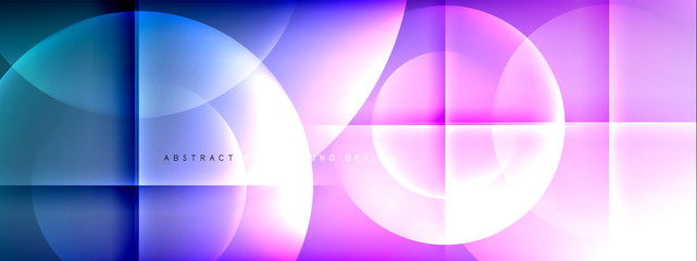 Vector abstract background - circle and cross on fluid gradient with shadows and light effects. Techno or business shiny design templates for text