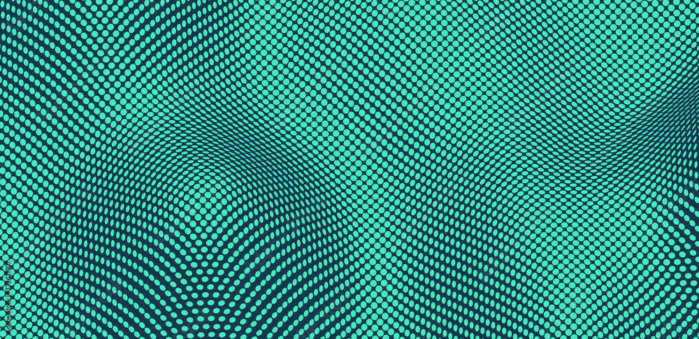Wall mural wavy surface with optical illusion. abstract polka dots pattern. vector illustration.