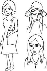 vector picture woman with line