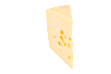 a piece of cheese isolated on a white background