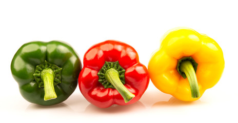 Sweet bell pepper for healthy on white background.Diet food and vegan concept.Closeup with Clipping Path.