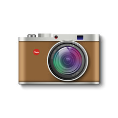 Vintage brown photo camera, vector illustration