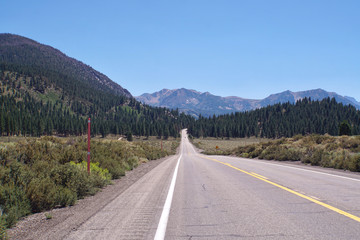 June Lake Loop Road on a sunny day, in the Eastern Sierra, California
