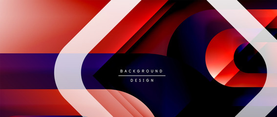 Obraz premium Geometryczne streszczenie tło wektor z liniami i nowoczesnych form. Płynny gradient z abstrakcyjnymi okrągłymi kształtami oraz efektami cienia i światła