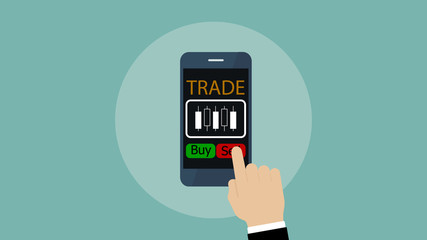 mobile exchange trading app, forex exchange on smartphone, Investment concept.
