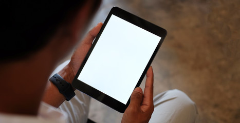 Mock up Copy Space Blank Screen Concept Business Working on tablet.	