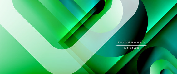 Vector geometric abstract background with lines and modern forms. Fluid gradient with abstract round shapes and shadow and light effects